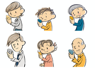 スマホを持つ家族・２