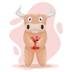 Cute cow playing basketball mascot cartoon vector