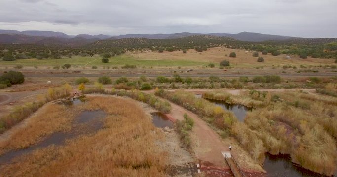 Aerial of the Sedona Wetlands Preserve extends twenty-seven acres from the Effluent Management Area to SR 89A near Sedona, Arizona.