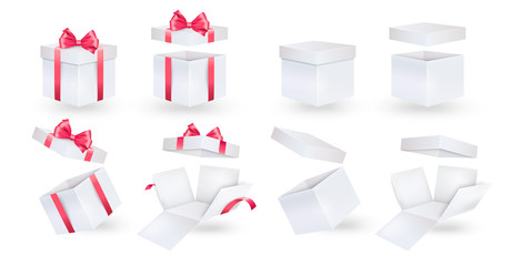 Set of vector boxes on a white background. Open and closed box.