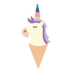 cute unicorn ice cream isolated icon vector illustration design