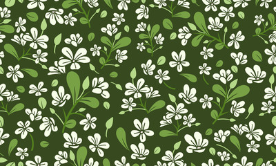 Unique spring floral pattern background, with cute of leaf and floral concept.