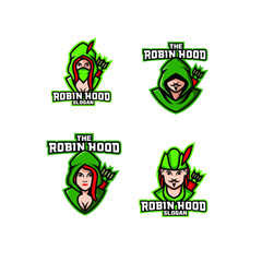set of robin hood archer logo icon design vector