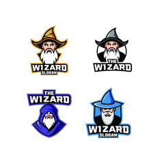 set of old wizard logo icon design vector