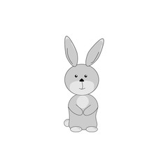 Bunny rabbit character isolated close-up on white background, vector illustration