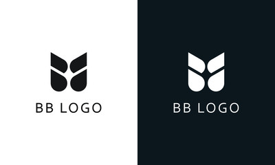 Minimalist abstract line art letter BB logo. This logo icon incorporate with two abstract round triangle in the creative way. - obrazy, fototapety, plakaty