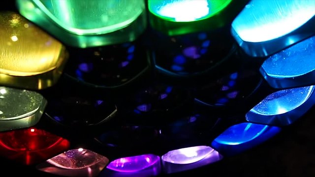 Multi coloured led lights spinning