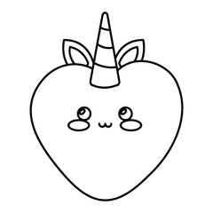 cute heart unicorn fantasy kawaii style vector illustration design