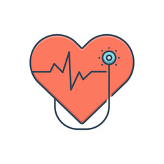 Color illustration icon for cardiology  