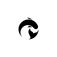 Creative circle fish logo icon vector template
