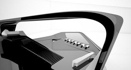 Abstract architectural black and white interior of a modern villa. 3D illustration and rendering.