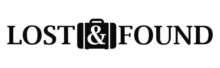 Lost & found icon. Lost and found black sign on a white background. Vector Illustration