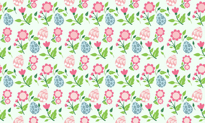 Easter egg pattern background, with egg and flower design.