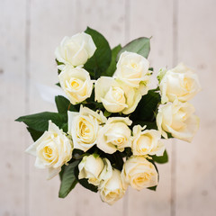 Beautiful white roses on a light background