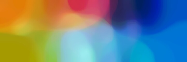 soft blurred horizontal background bokeh graphic with strong blue, sky blue and dark golden rod colors and space for text