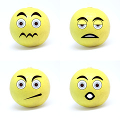 Emojis set with emotions in sad  mood.  isolated in white background.