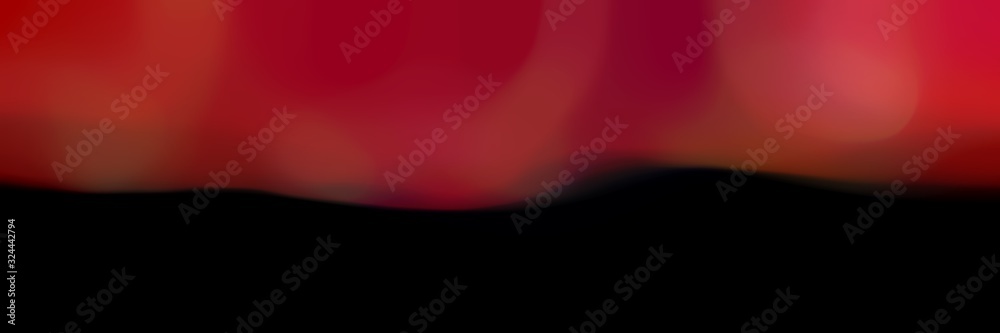 Poster soft blurred iridescent horizontal background bokeh graphic with black, firebrick and dark red colors space for text or image