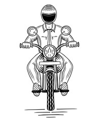 Fototapeta na wymiar motorbike rider hand drawn vector