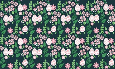 Wallpaper for Easter egg pattern background design, with unique leaf and floral concept.
