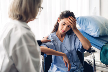 Female doctor discussing and consulting with woman patien  in hospital.healthcare and medicine