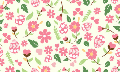 Cute Easter egg pattern background, with unique of egg and floral design.