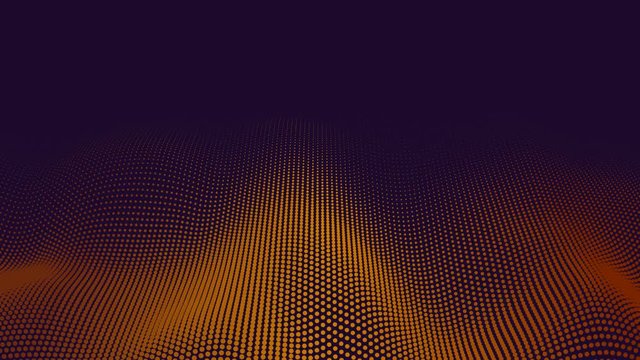 Halftone pattern loop. Abstract animation. Orange dots on purple background. Seamlessly looping wave motion. Copy space for your text or logo. Other colours available in my portfolio.