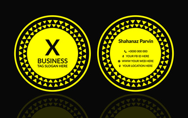 retro bakery style label yellow color. round business card design vector
