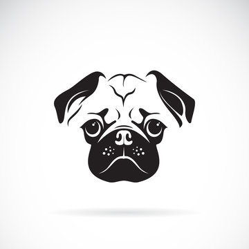Vector of pug dog face on white background, Pet. Animals. Easy editable layered vector illustration.