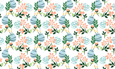 Beautiful Easter egg pattern background, with seamless of leaf and flower design.