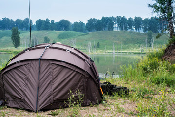 carp tent, a recreation camp on the lake.