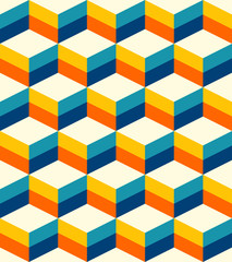 Retro 3D cubes pattern teal