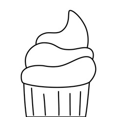 cute and delicious cupcake line style icon vector illustration design