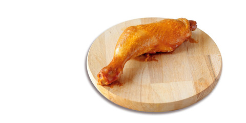 golden juicy chicken drumstick from the bbq grill