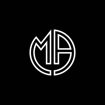 MA monogram logo circle ribbon style outline design template