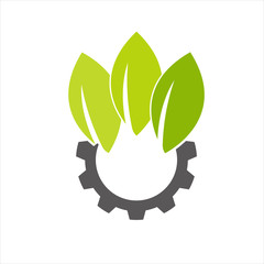 Green leaf and gear technology concept design template