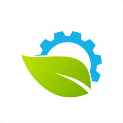 Green leaf and gear technology concept design template