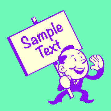 Retro Style of cute business man talking and shouting with a giant message board for text area.