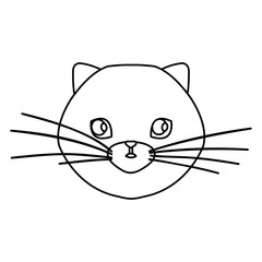 face of cute cat line style icon vector illustration design
