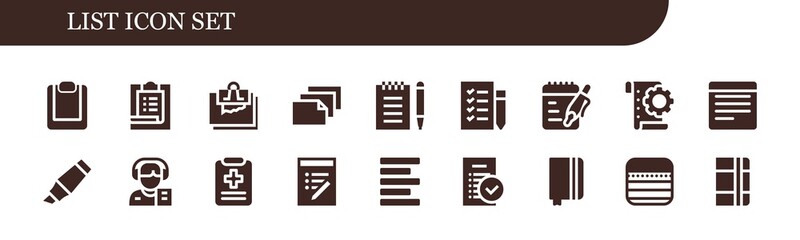 Modern Simple Set of list Vector filled Icons