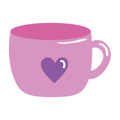 cup ceramic with heart decoration vector illustration design