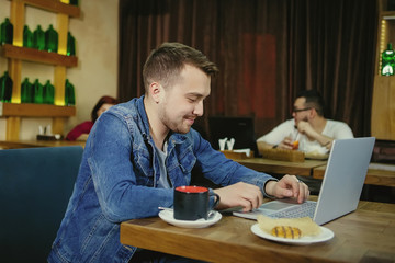 Fototapeta premium Business lunch at the coffee table.