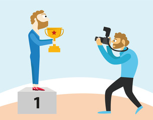 cameraman with player