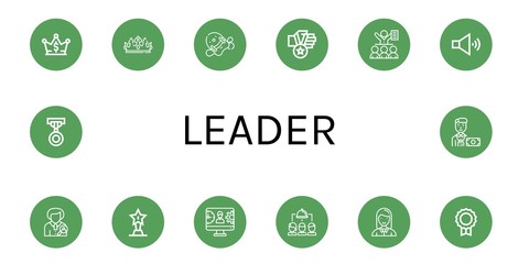 leader simple icons set