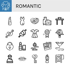 romantic simple icons set