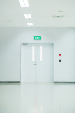 Exit door of white room