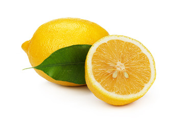 Cut lemon slice isolated on white background