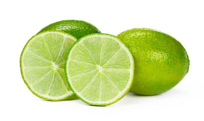 Pieces of lime isolated on white background