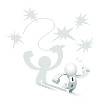 Cute little white Simplified pushing him self to finish the marathon.
