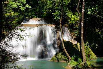 Fototapeta na wymiar Calmed waterfall