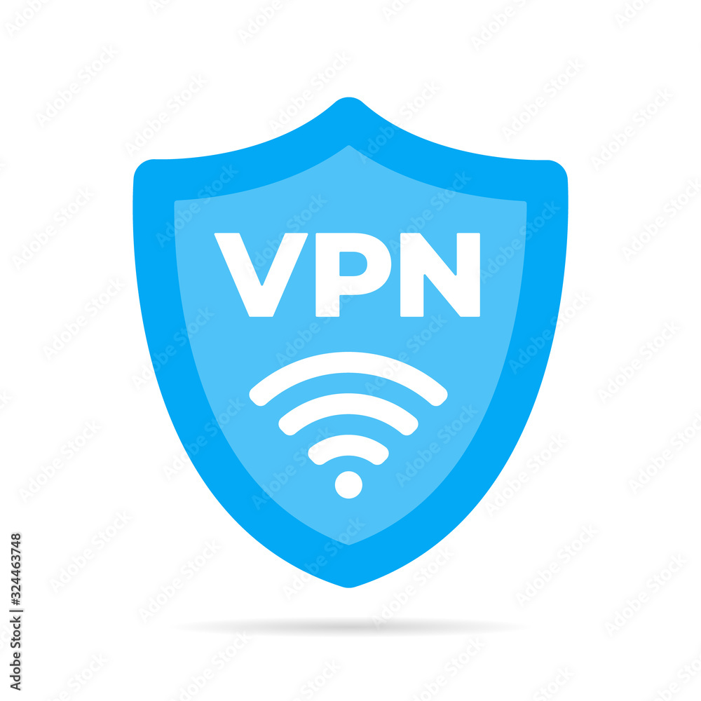 Wall mural wireless shield vpn wifi icon sign flat design vector illustration. wifi internet signal symbols in 